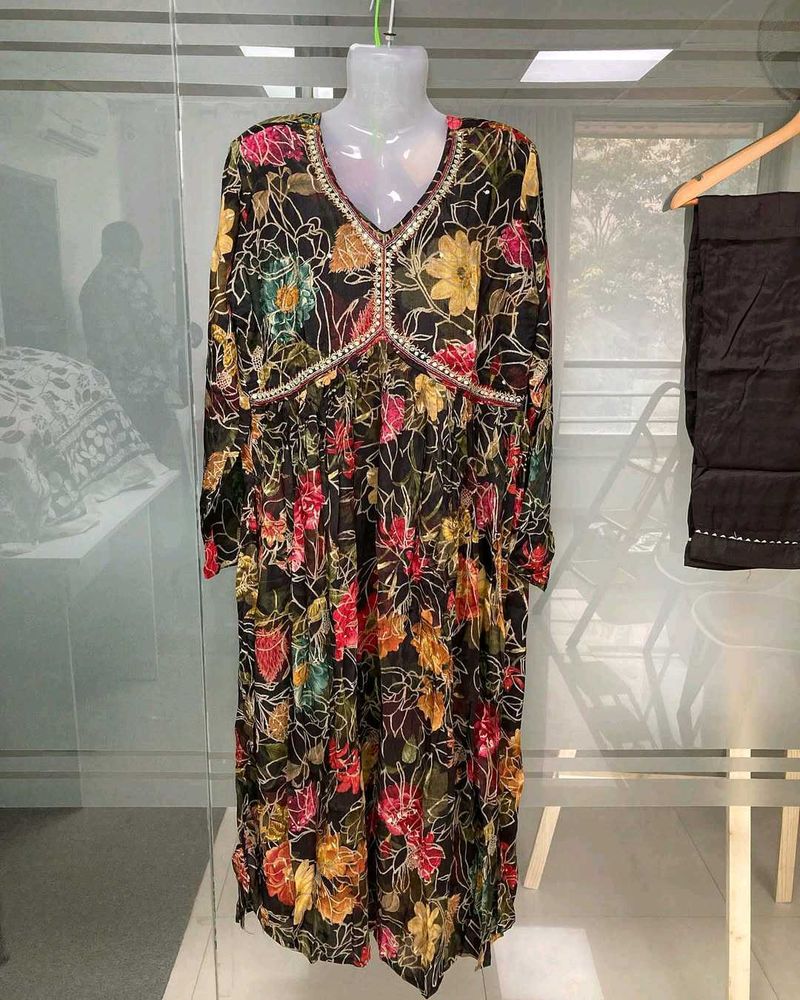 Floral Print Dress &amp; Pants Set