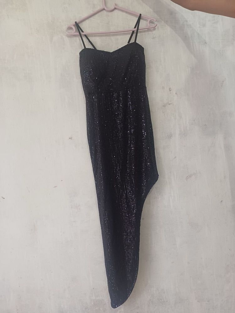 Sparkly Black Asymmetrical Dress