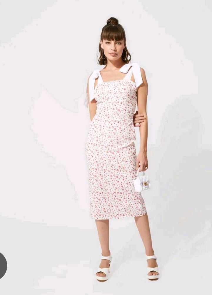 Floral Midi Sundress with Ties