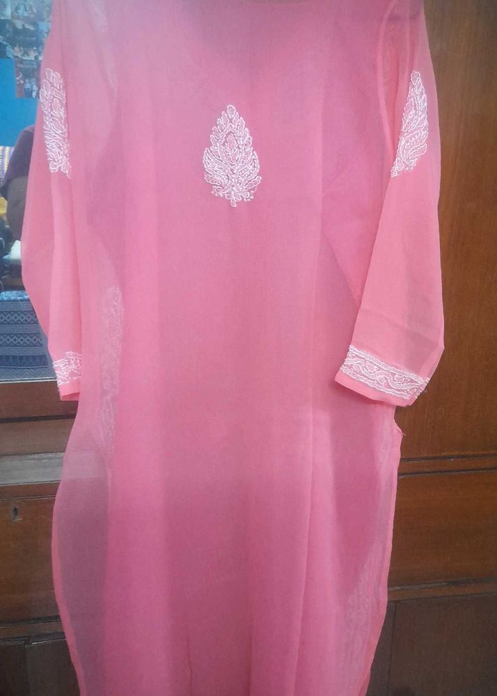 Pink Chikankaari Embroidered Kurta Set