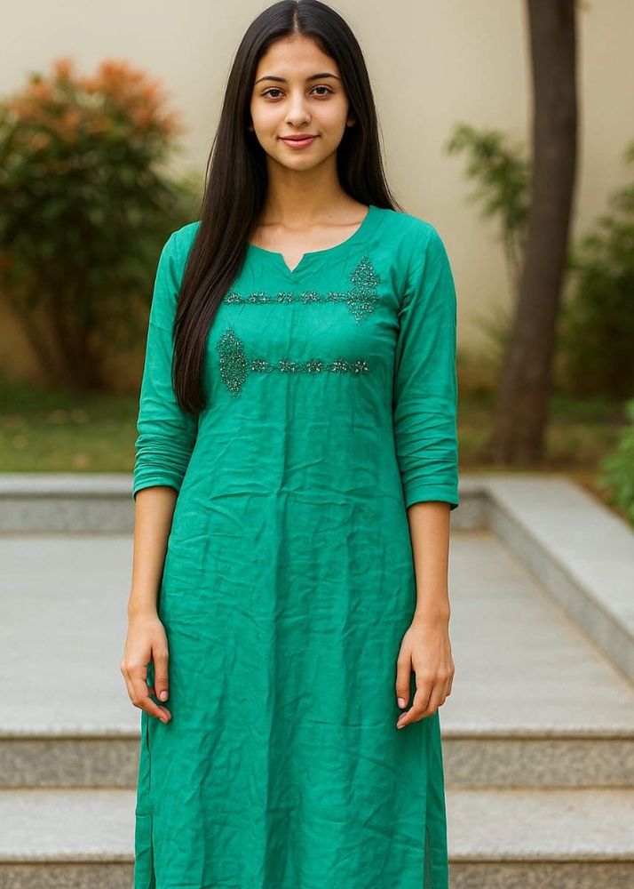 Emerald Green Embellished Kurti