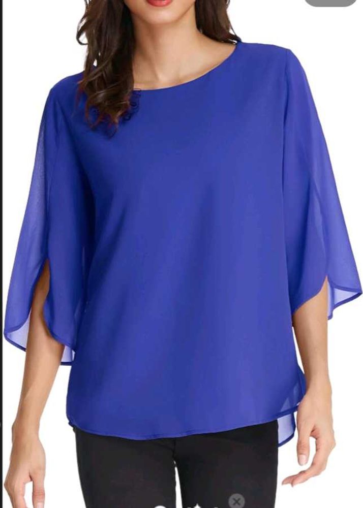 New With Tag A Line Blue Long Cute Korean Top