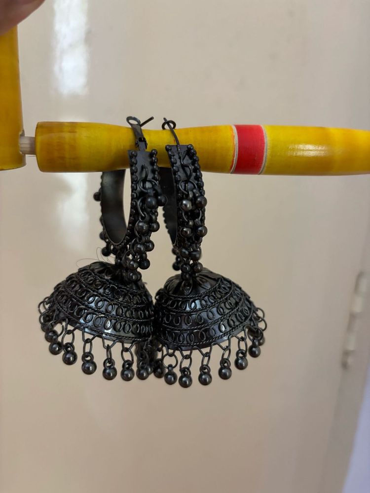Black Jhumka Earrings
