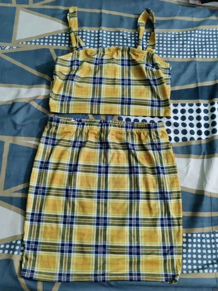 Plaid Crop Top &amp; Skirt Set