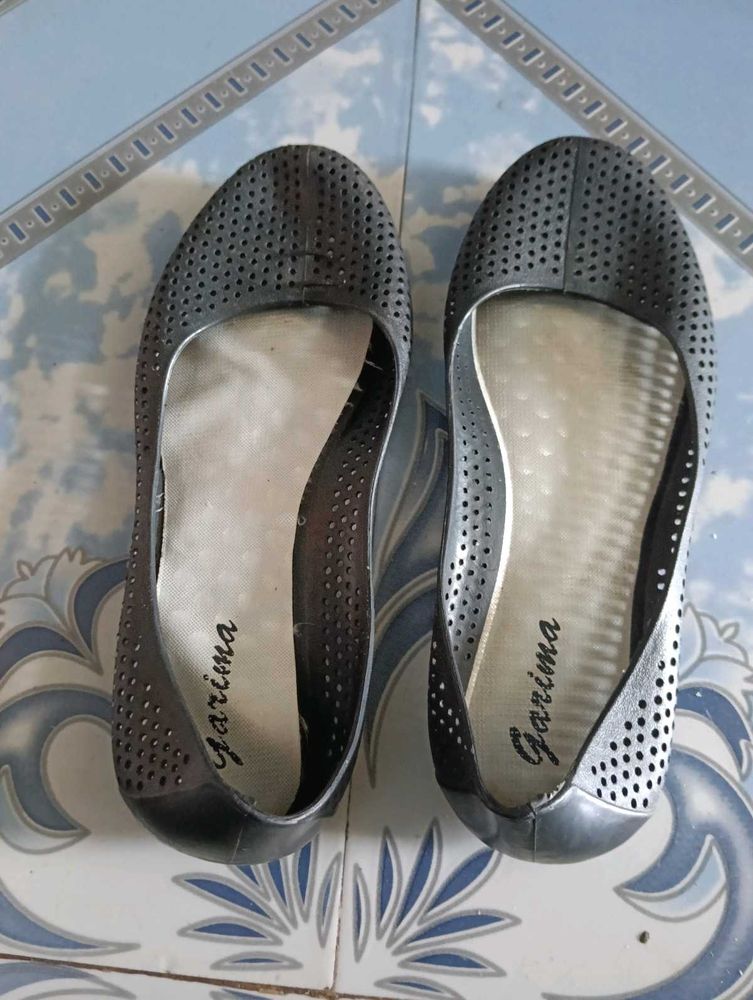 Black Garima Perforated Ballet Flats