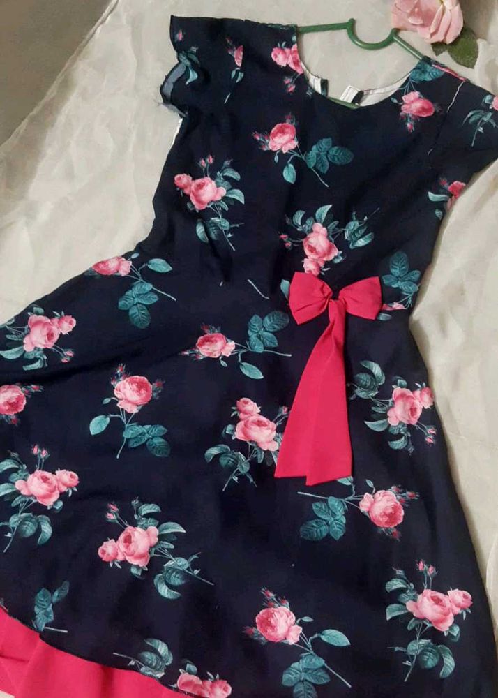 Navy Blue Floral Frock