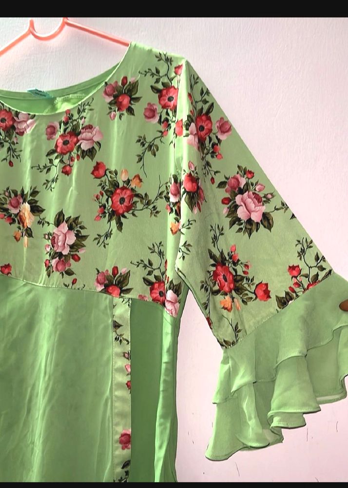 Floral Green georgette  Kurta