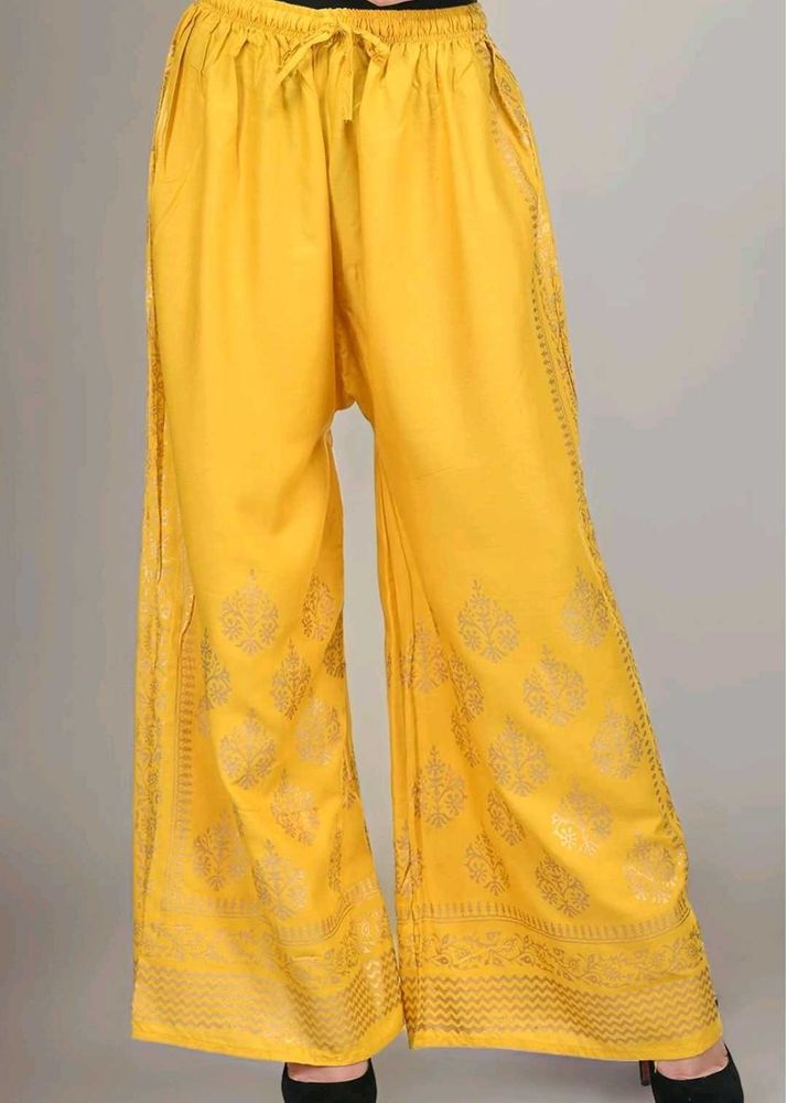 Yellow Printed Palazzos (BL)