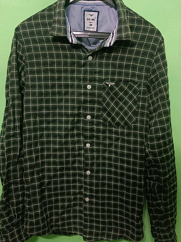 Green Checked Shirt For Men