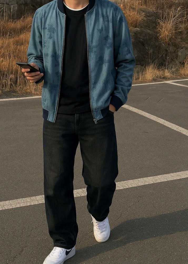 Stylish Blue Bomber Jacket