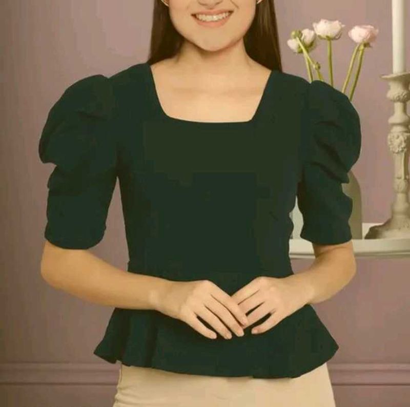 sea Green Peplum Top