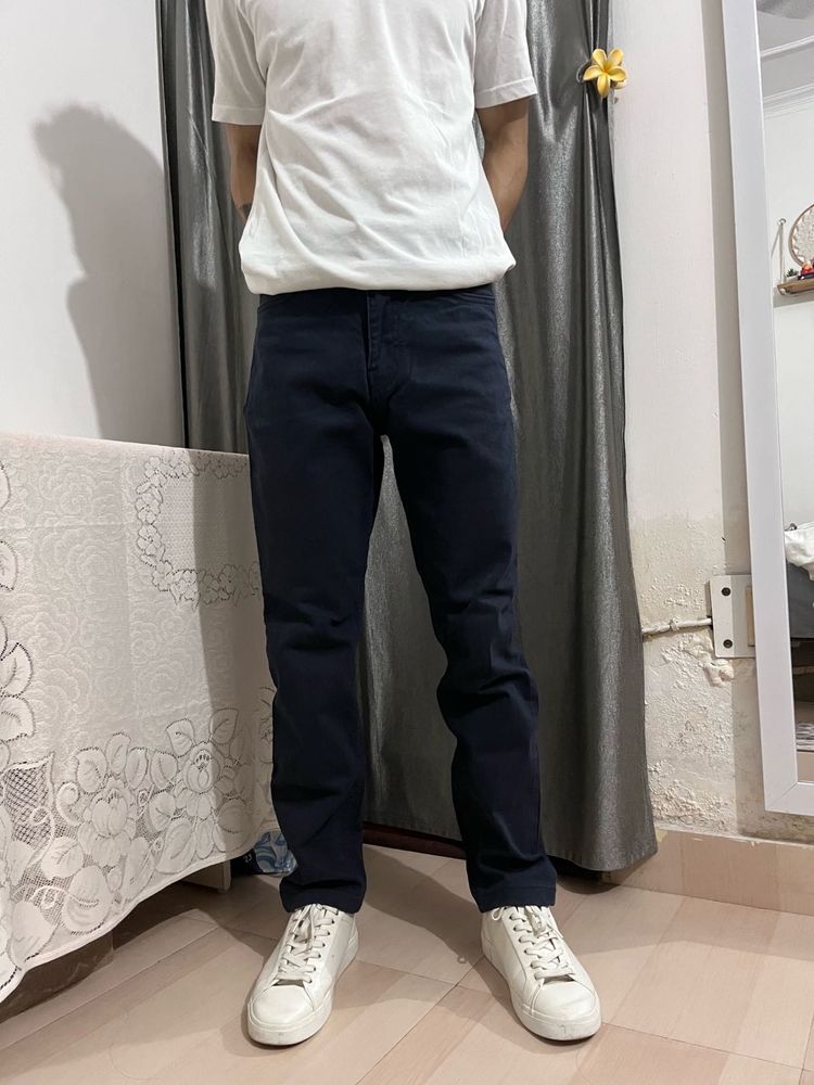 Navy Blue Straight Fit Jeans
