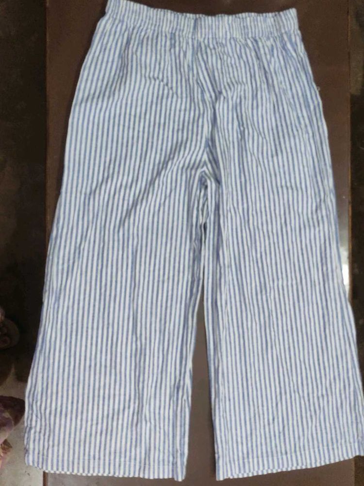 Striped Wide Leg Pants In Blue