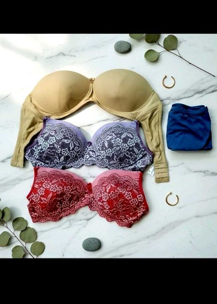 36 Size, 3 Bras + Free Jockey Lingerie