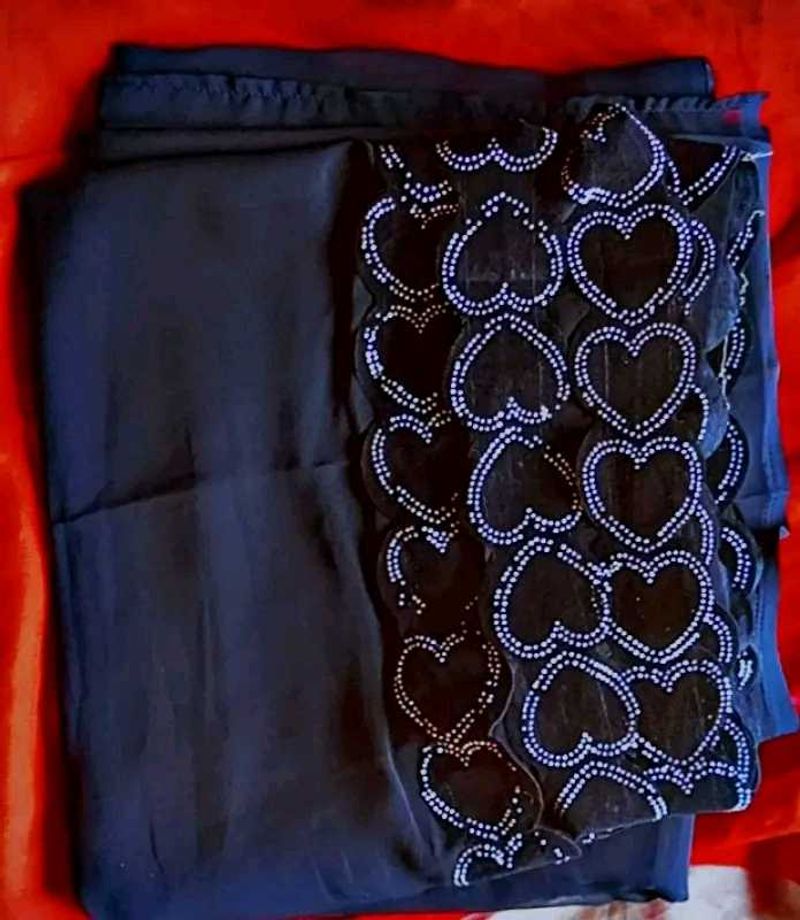 Elegant Navy Black Saree