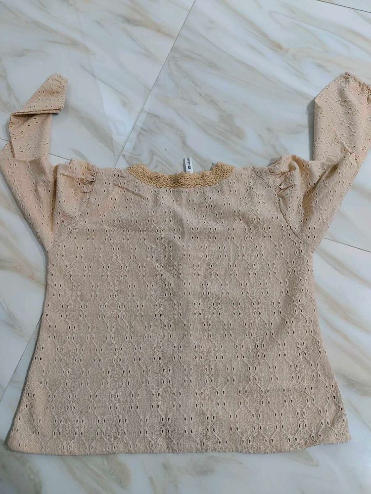 Peach Eyelet Top