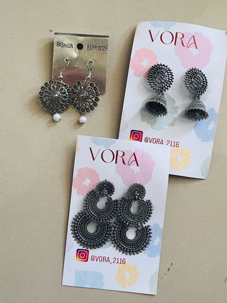Woman Oxide Earring set of 3 festival Earrings