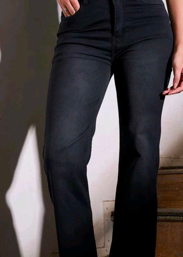 Straight Jeans Unisex Jet Black