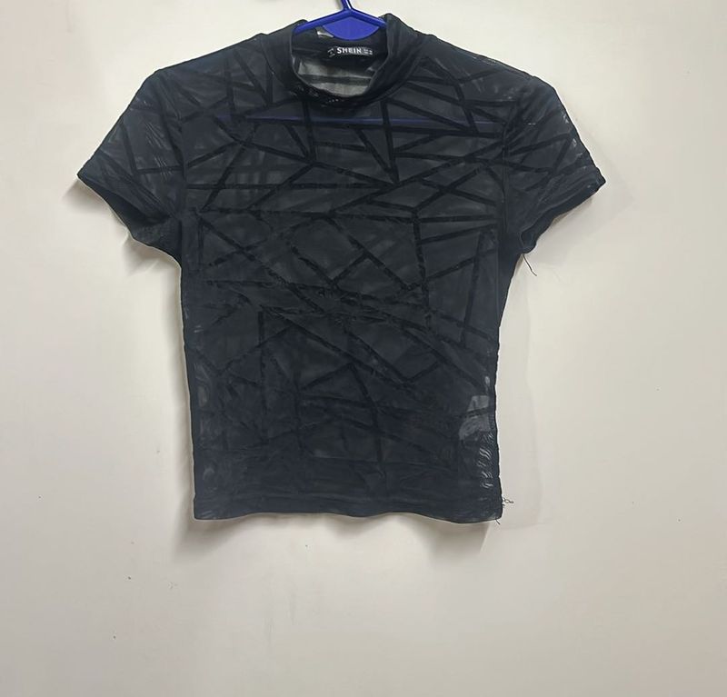 Shein Black Mesh Top