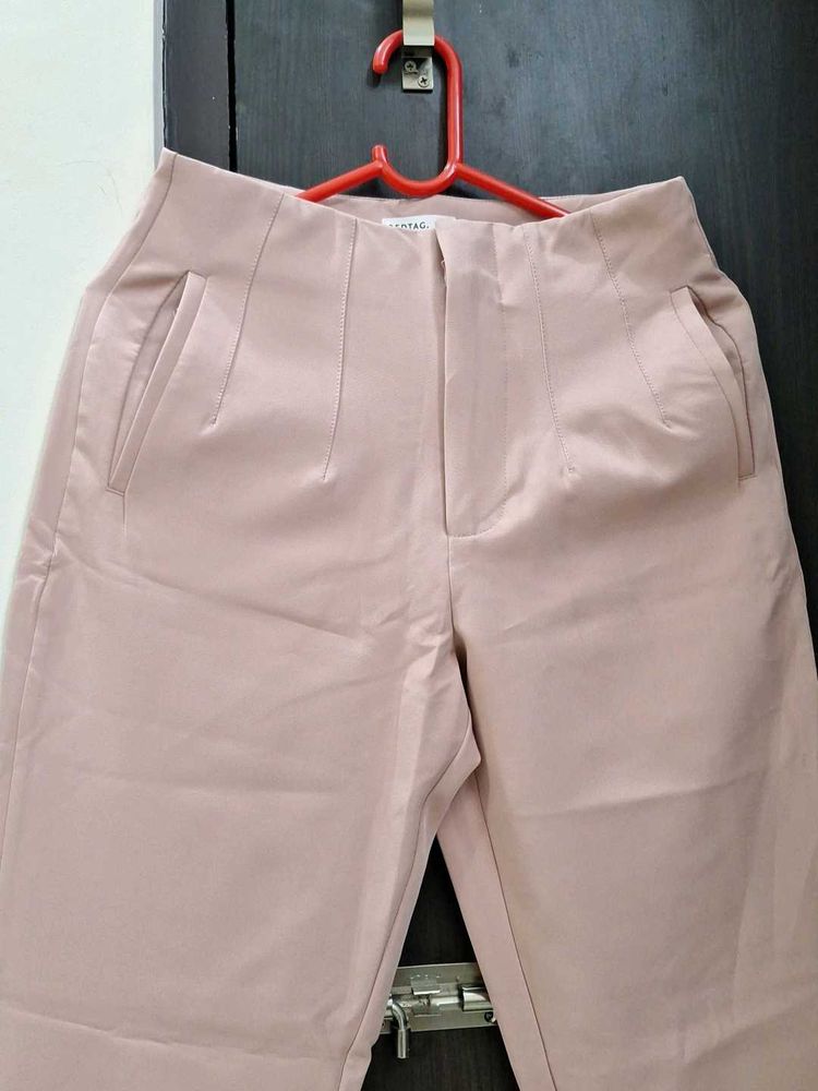 Blush Pink High-Waisted Formal Trouser