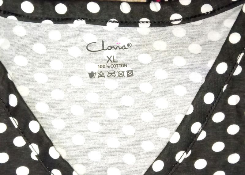 Polka Dot Black  Short Nightdress