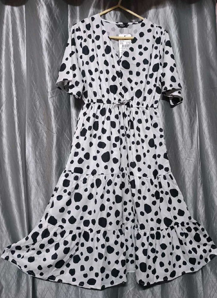 Polka Dot Tiered Midi Dress