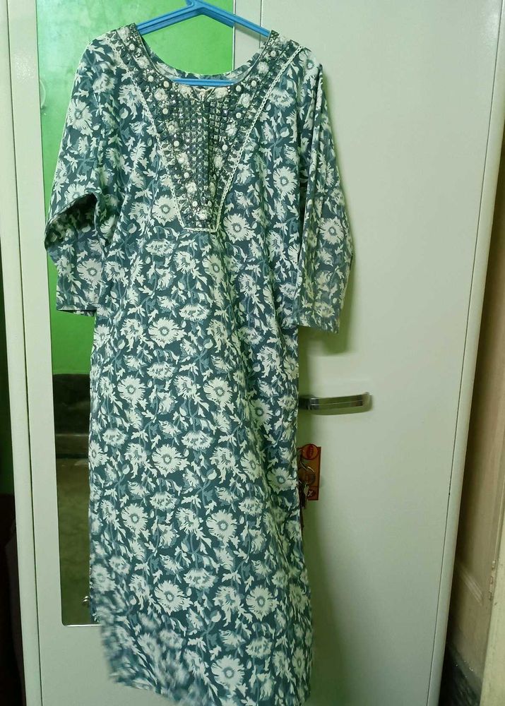 blue floral kurti / kurta set cotton salwar