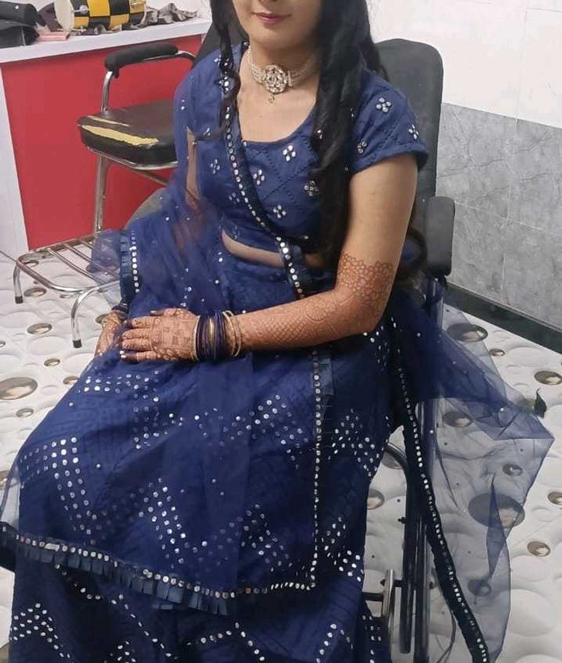 Blue Embellished Lehenga Choli