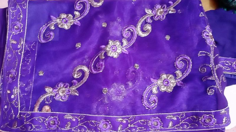Purple Embroidered Dupatta