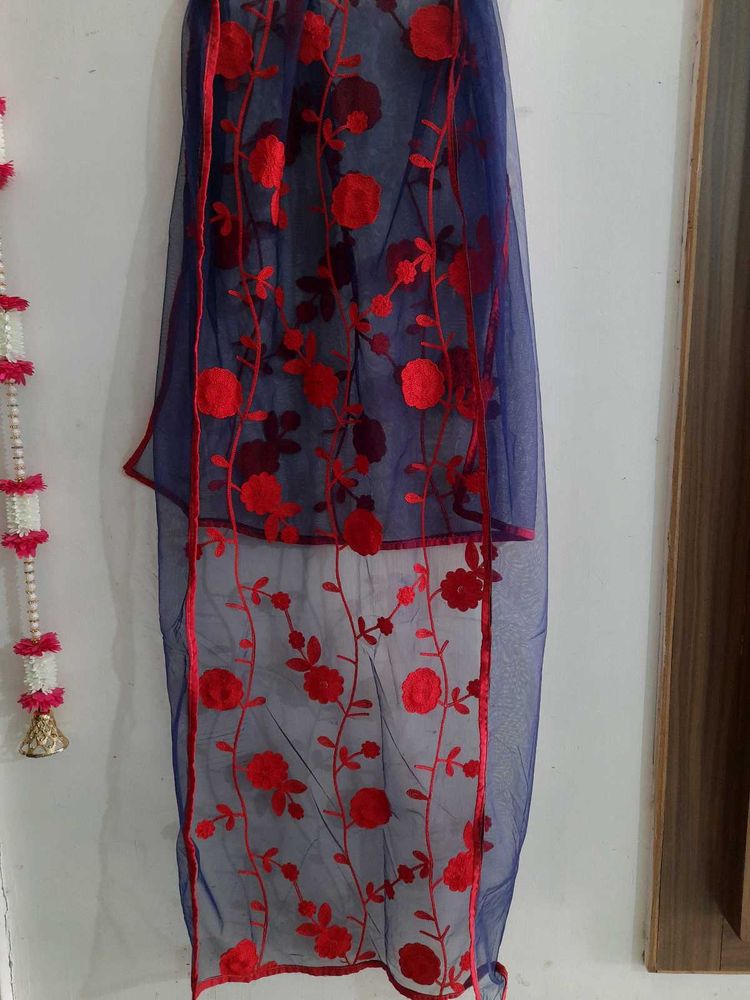Red Floral Dupatta