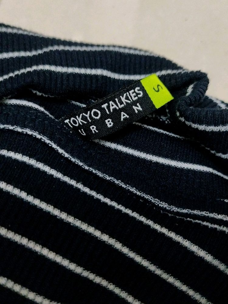 TOKYO TALKIES Blue Striped Tshirt Full Sleeve