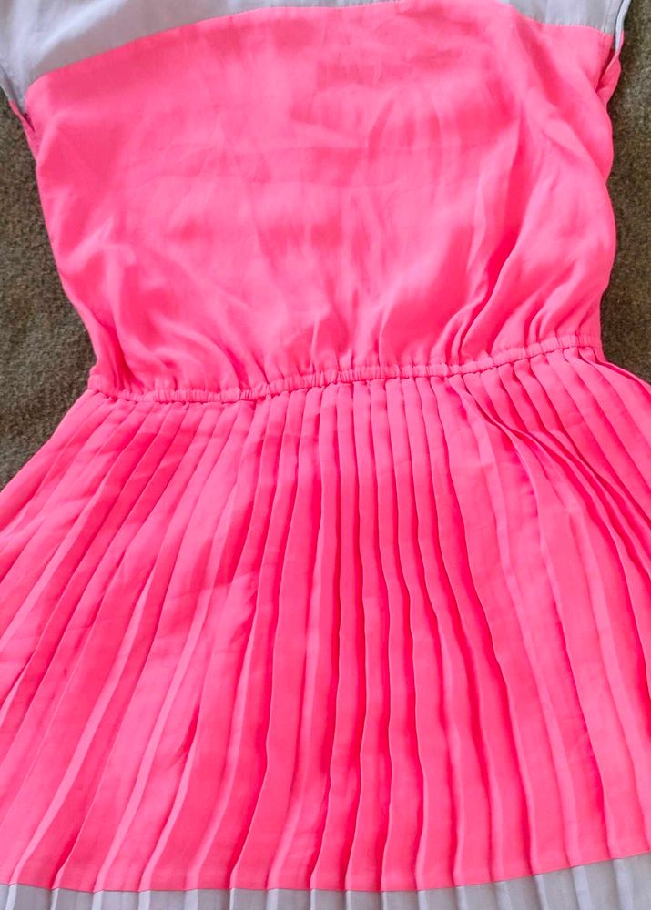 Hot Pink Pleated Dress