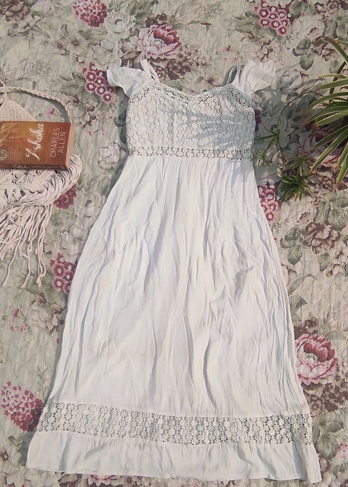 Trendy White Midi Dress (Pinterest Inspired)