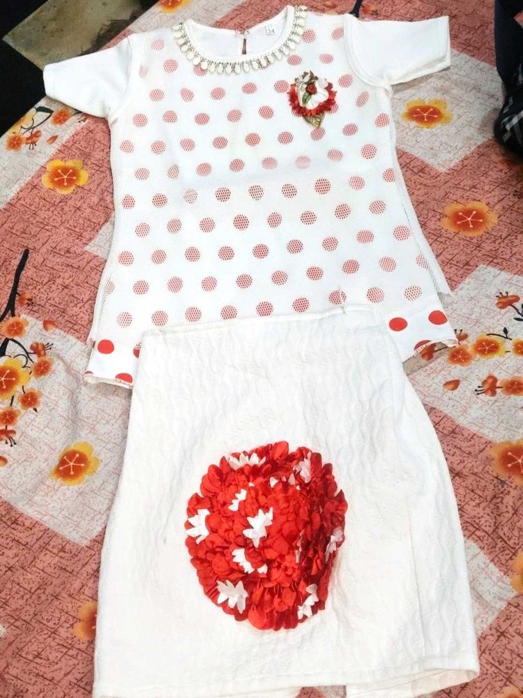 Girls&#39; Polka Dot Dress &amp; Skirt Set