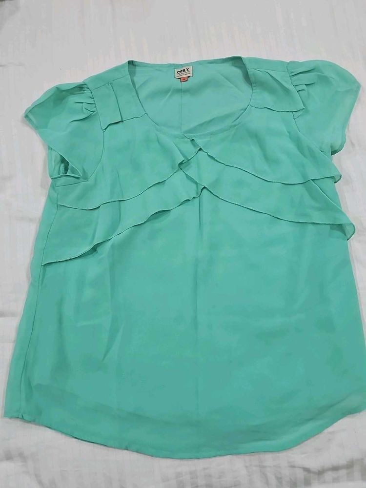 Cute Mint Green Ruffled Top