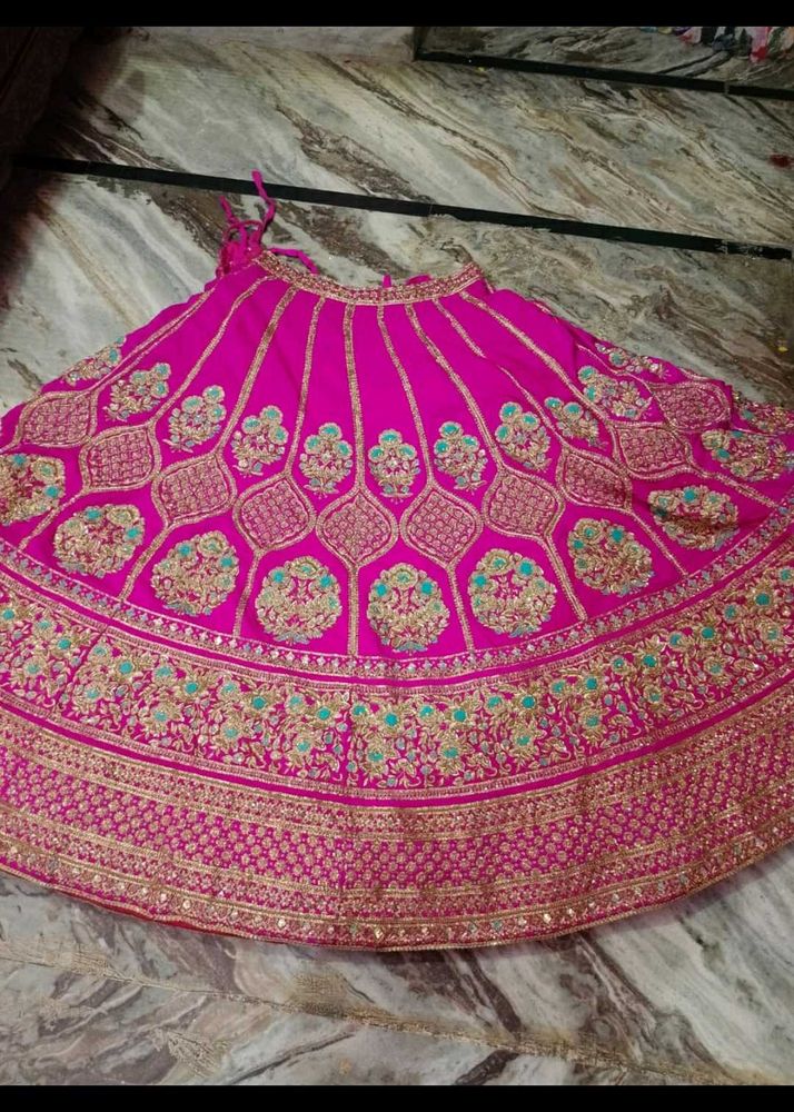 Rose Pink Dabka Embroidery Lehanga