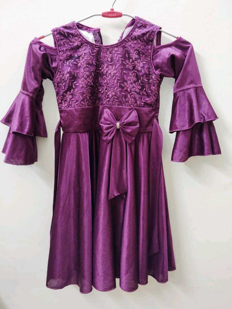 4-6 Years Elegant Purple Girl&#39;s Party Dress