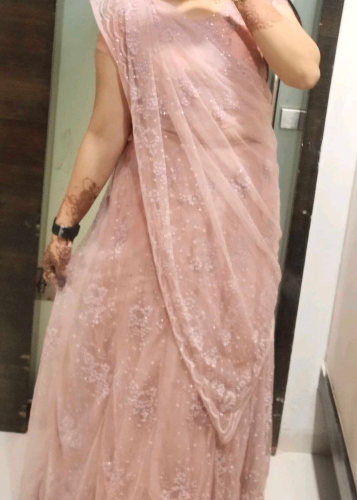 Baby Pink Colour Net Choli
