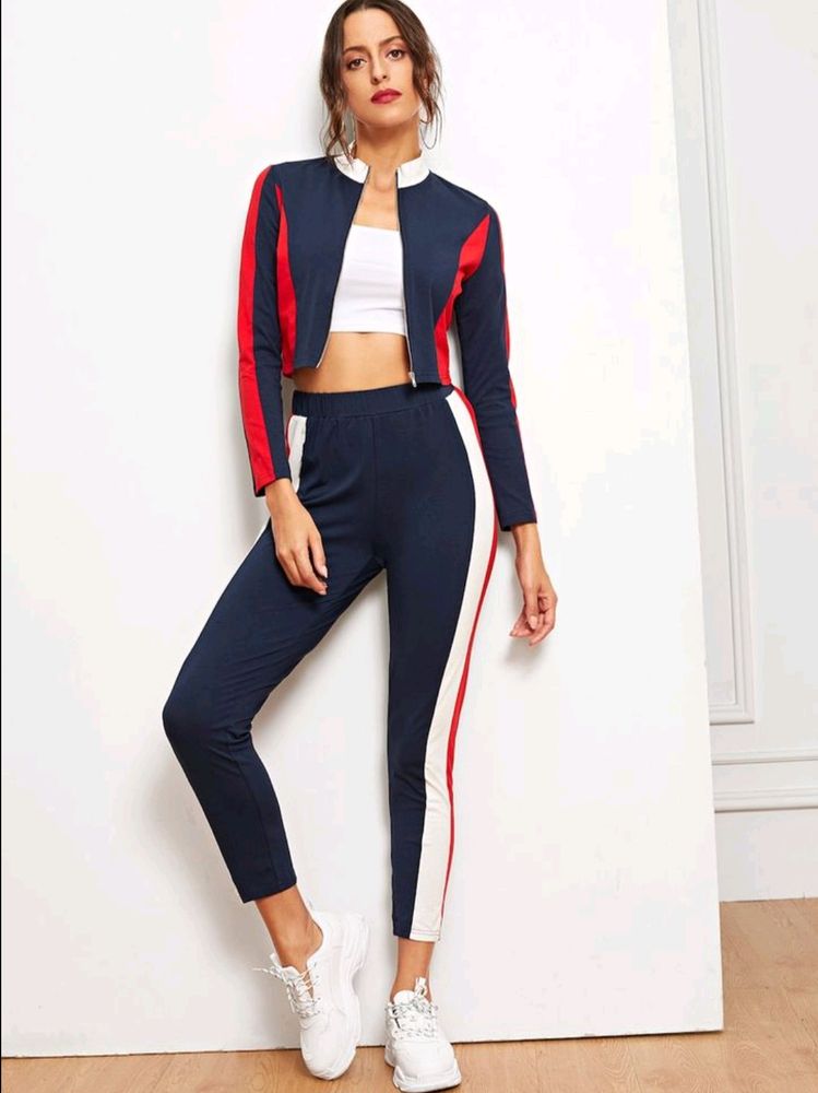 Zip Up Color Block Jacket &amp; Pants Set