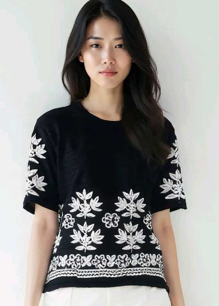 Black Embroidered T-shirt