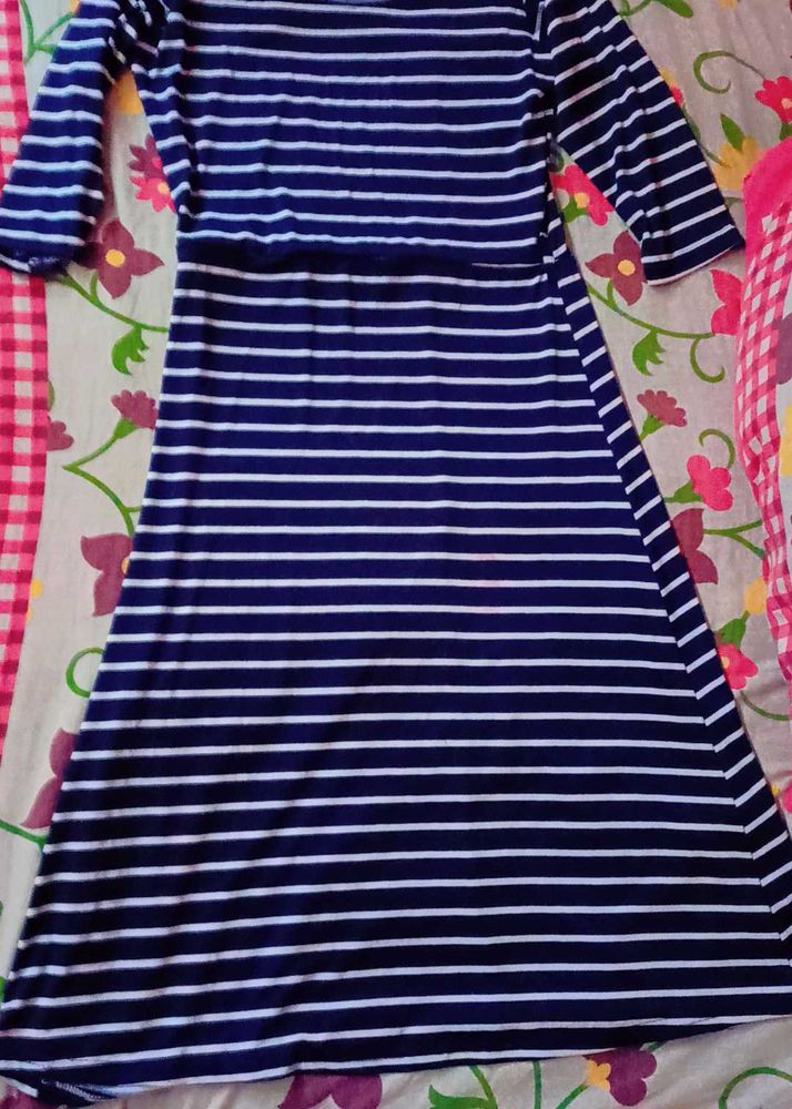 Blue And White A Line Gown