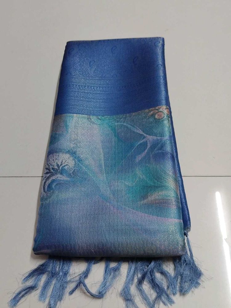 Blue Printed softy saree...