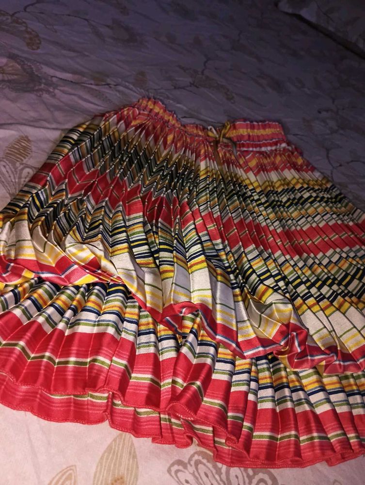 Striped Pleated Skirt