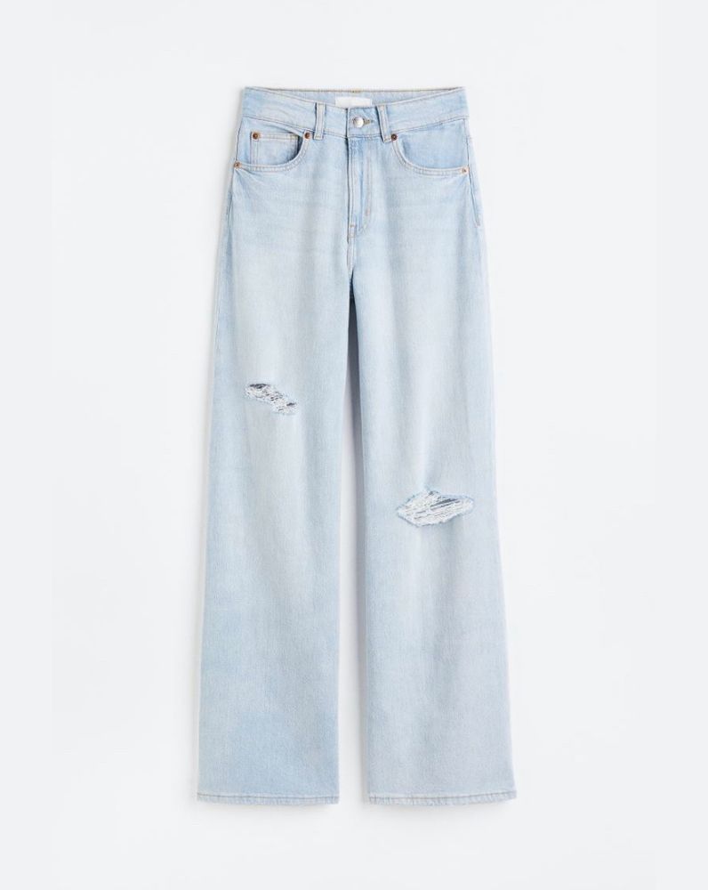 SALE❤️‍🔥-H&amp;M ripped wide leg jeans💗