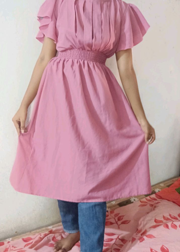 Pink Smocked Waist Dress