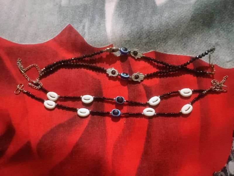Pretty Black Anklets With Evil Eye