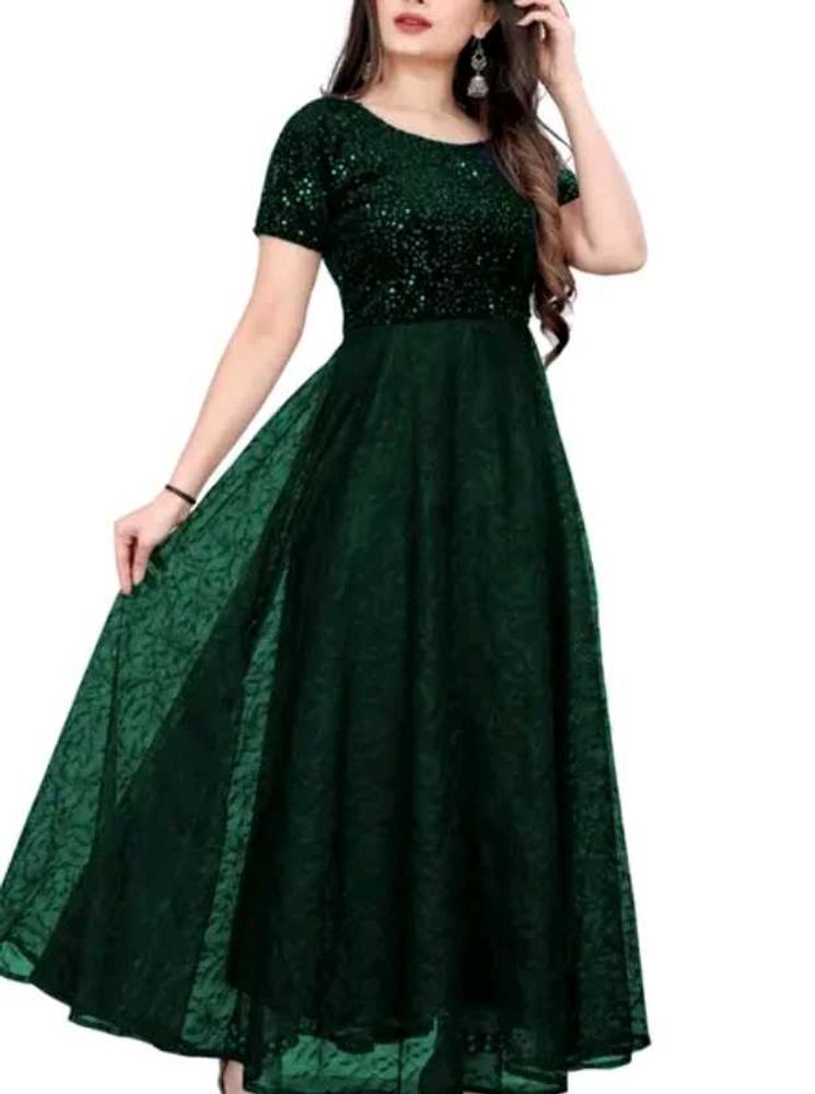 Elegant Green Sequin Evening Gown
