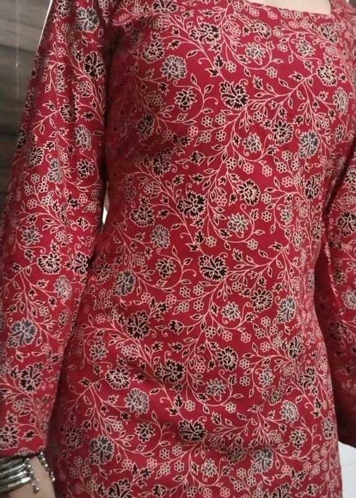 deep back red short kurti