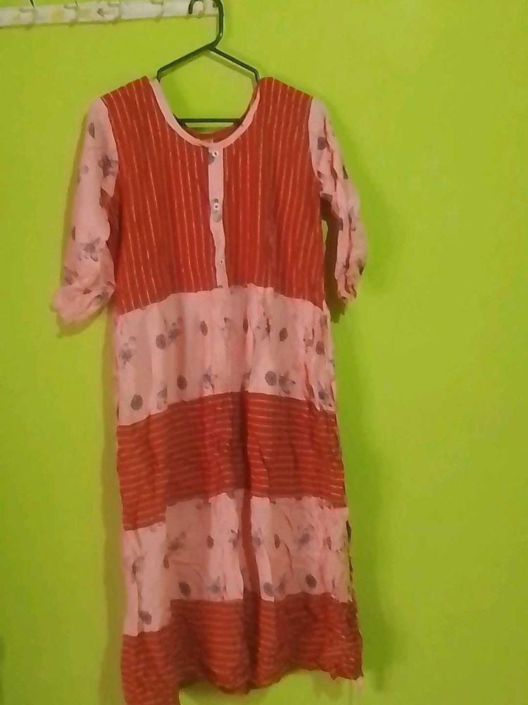Striped Pink &amp; Red Kurti