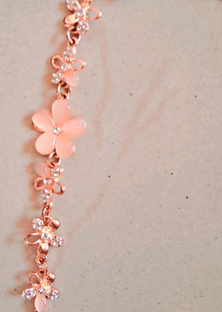 Rose Gold Platted Crystal Bracelet For Girls/Women
